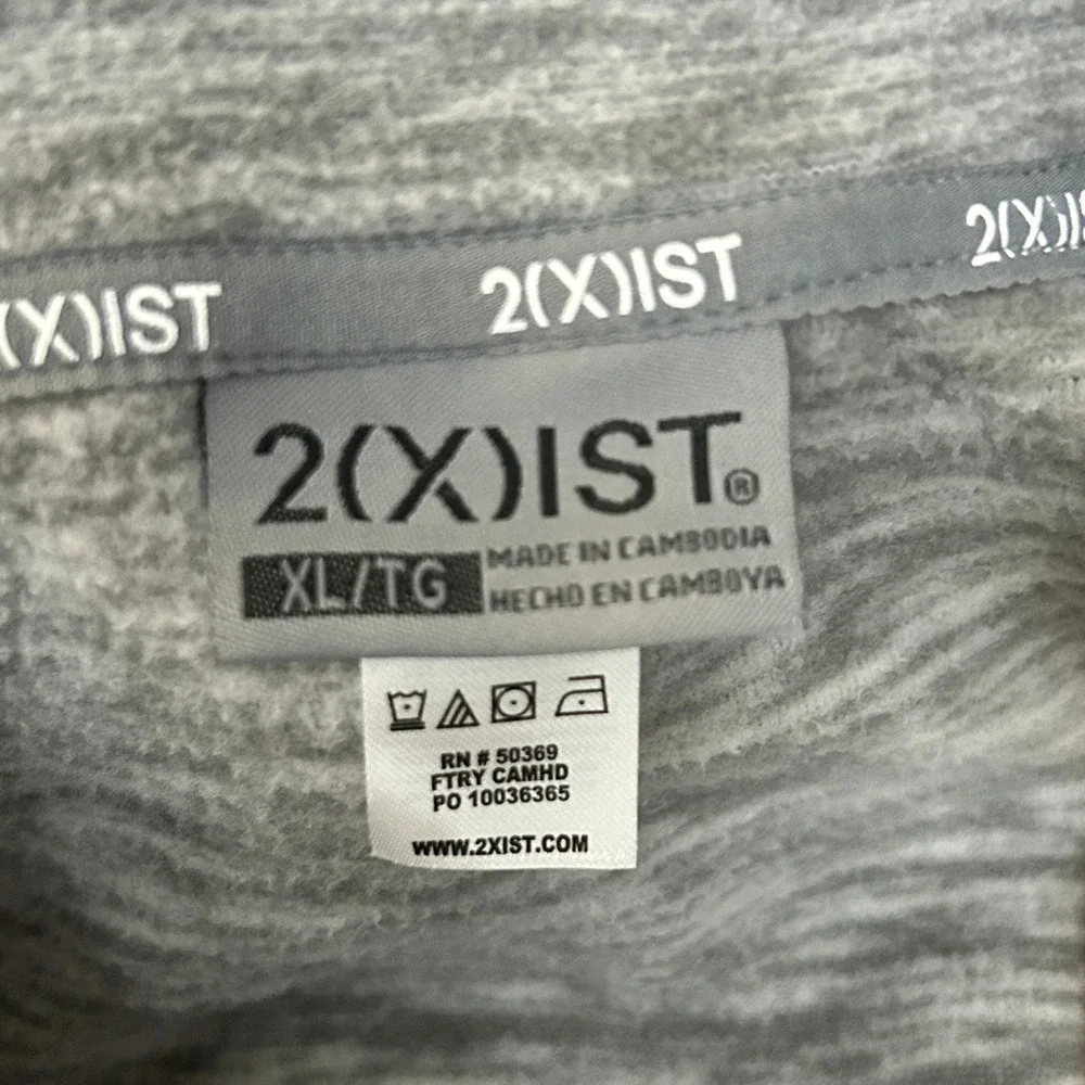 2(X)IST Mens XL Gray Space Dye Quarter Zip Pullover Fleece Jacket Yellow Trim